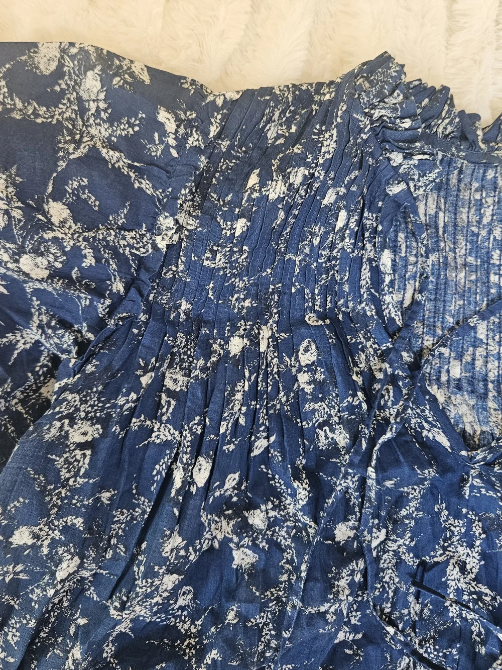 Free People Country Floral Dress with Cream Lace Hem